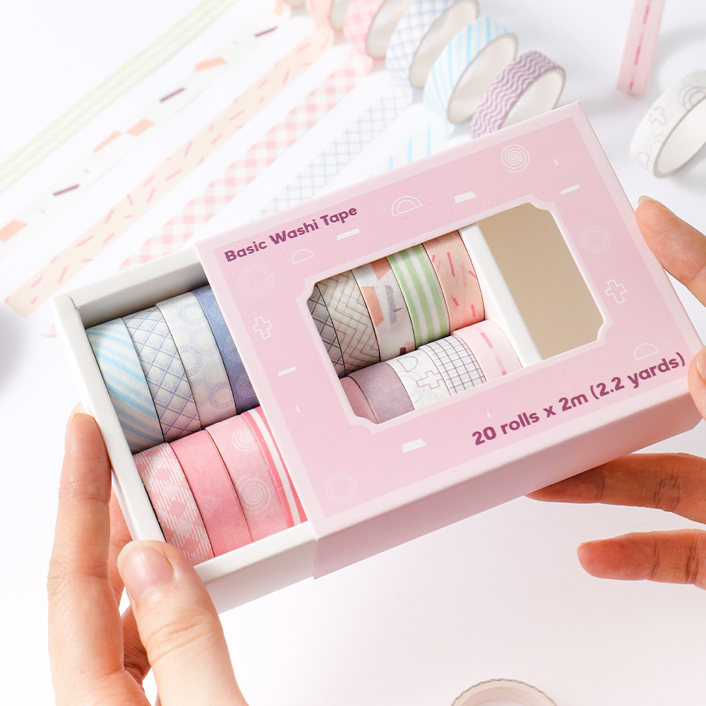 20 rolls Washi Tape Set Simple - Masking Tape Thin recension och pris