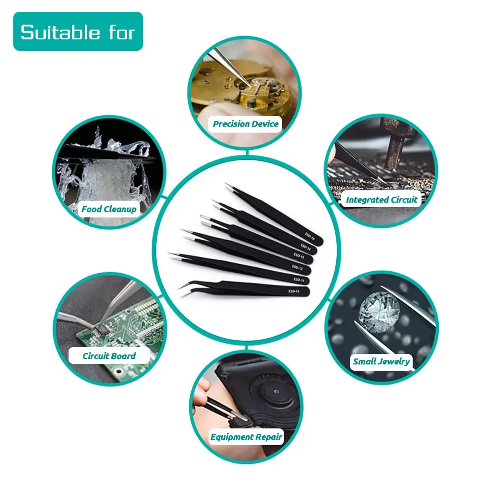6pcs Precision Tweezers Set ES - Model Kit Tweezers recension och pris