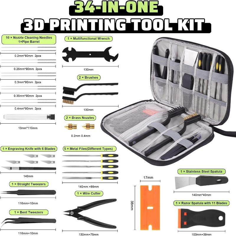 34pcs 3D Printer Tools Kit for - Model Kit Tweezers recension och pris