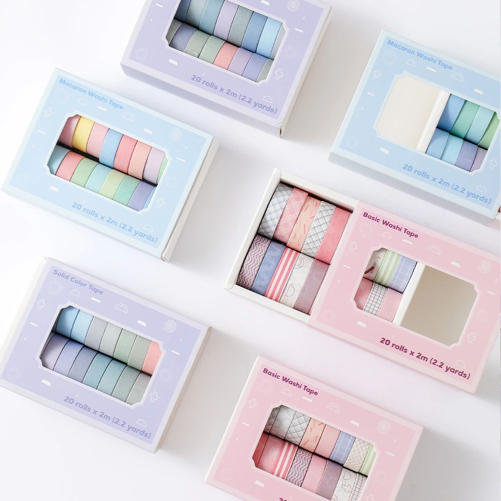 20 Rolls Colorful Slim Washi T - Masking Tape Thin recension och pris