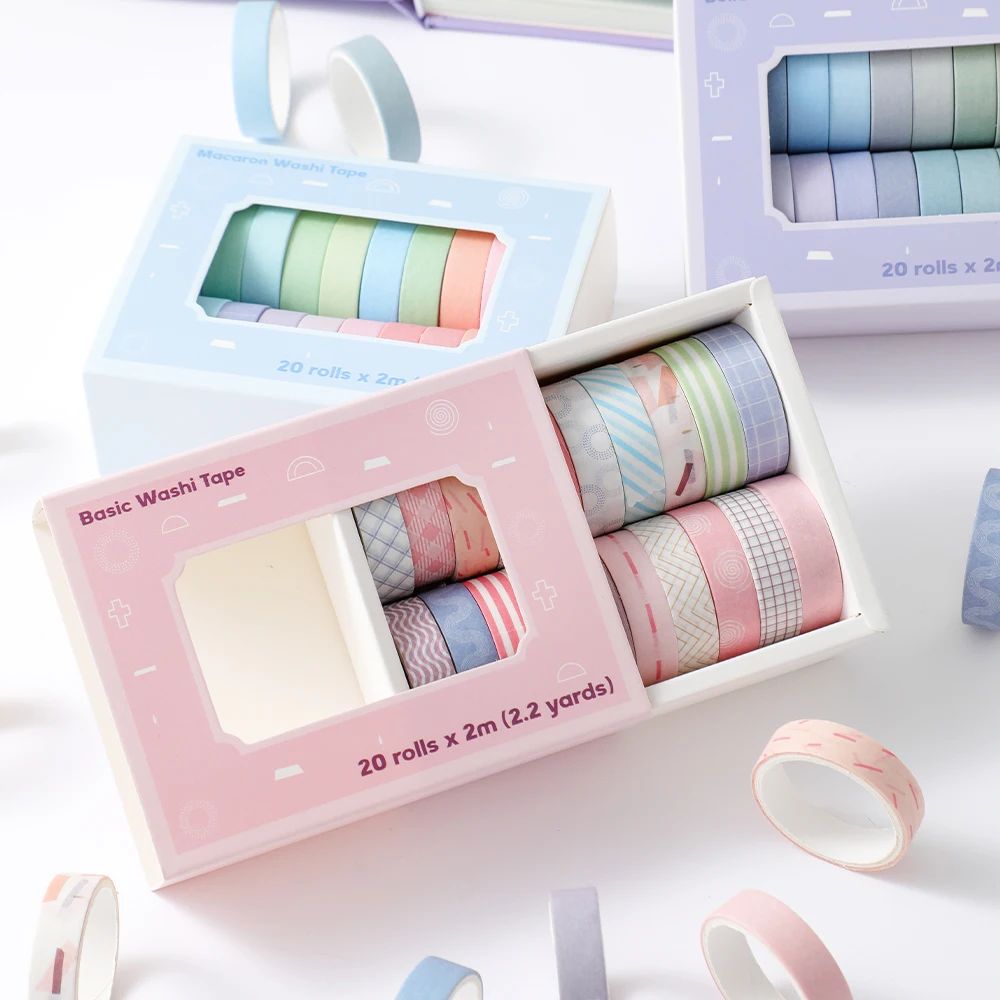 20 Rolls Colorful Slim Washi T - Masking Tape Thin recension och pris