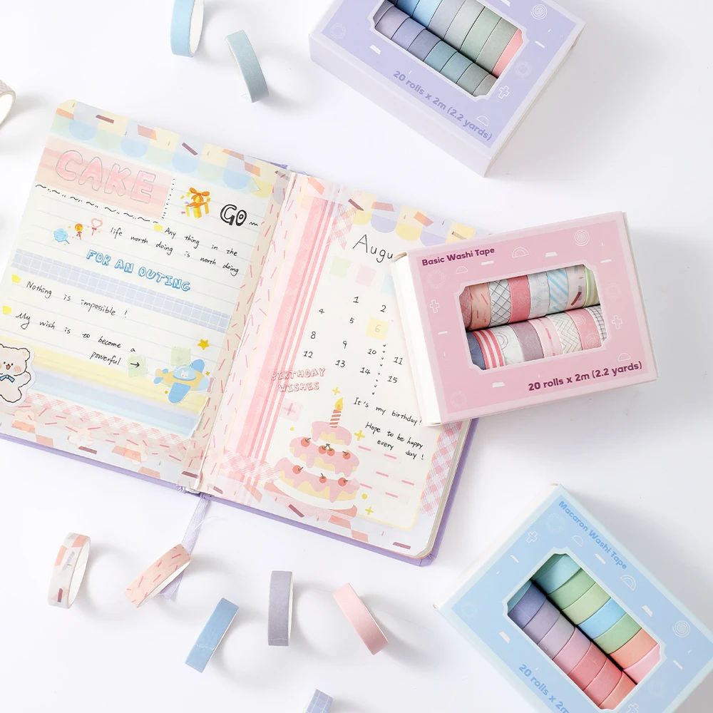 20 Rolls Colorful Slim Washi T - Masking Tape Thin recension och pris